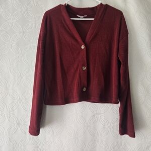 Women's Red Cardigan Sweater
